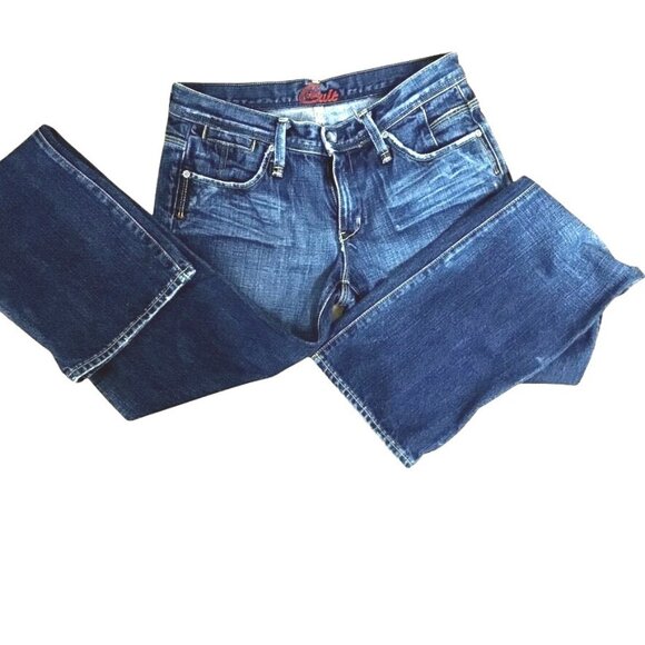 Vintage BLUE CULT Women Low Rise Slim Jeans 28x32 Y2K Grunge USA Dark Denim - Picture 7 of 11